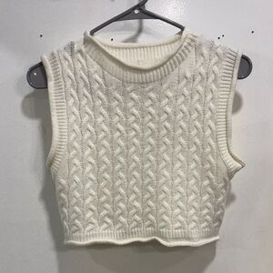 SHEIN Ivory Cable Knit Sweater Vest